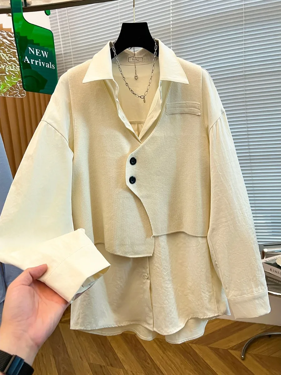 

Casual Knitted Vest And irt Two-Piece Set for Women Autumn Faionable Ensemble Soft Cozy Layering Outfit High-End Feel