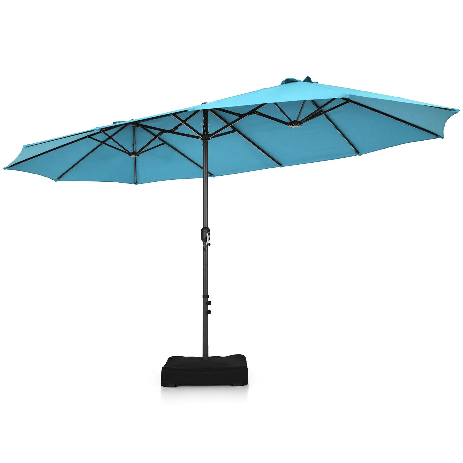 15FT Double-Sided Twin Patio Umbrella Sun Shade Outdoor Crank Market Turquoise