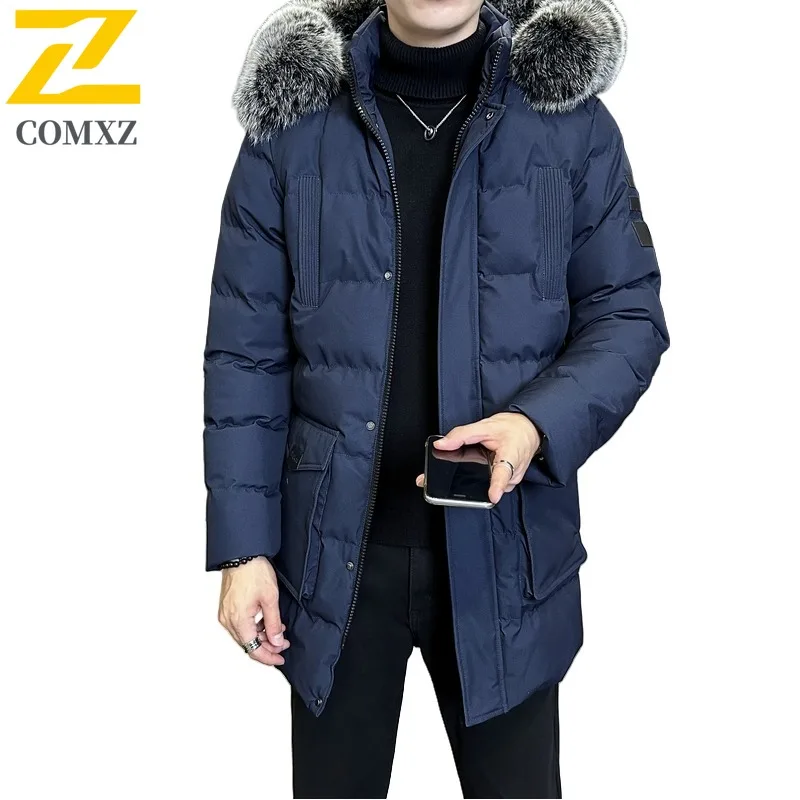 سترة شتوية مبطنة للرجال من COMXZ كاجوال بقلنسوة للعمل في الهواء الطلق سترة سميكة ودافئة ملابس مريحة وخفيفة الوزن للأعمال والترفيه #5