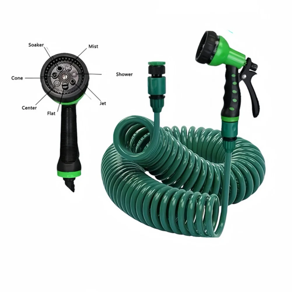 7.5/15/30 Retractable Curly Garden Hose With Multi-mode Spray  Portable Lightweight Coil Water Pipe For Outdoor Gardening Cl
