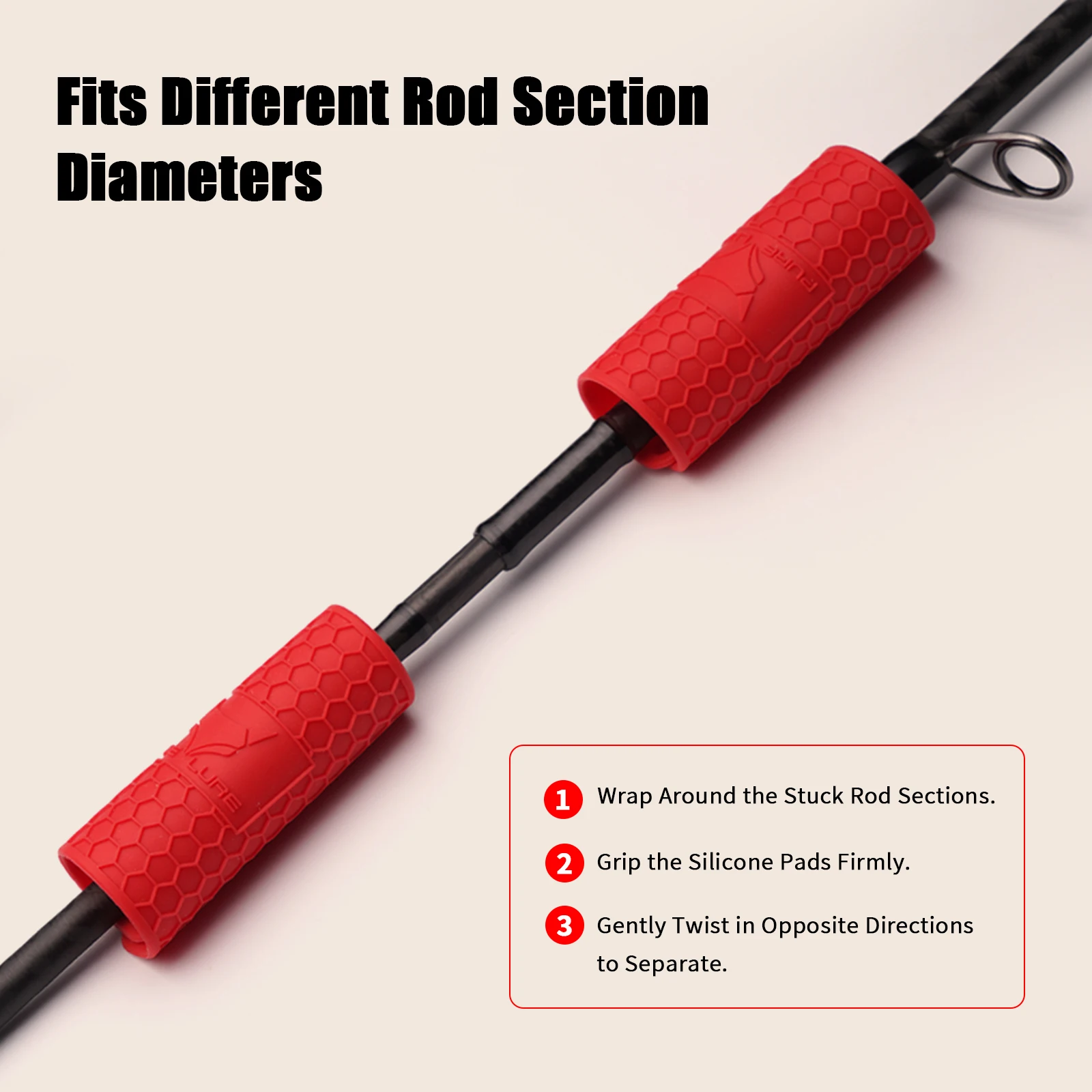 PURELURE Anti-slip Rubber Fishing Rod Section Remover Rod Loosener for Stuck Ferrules, Collapsing and Pulling Rods