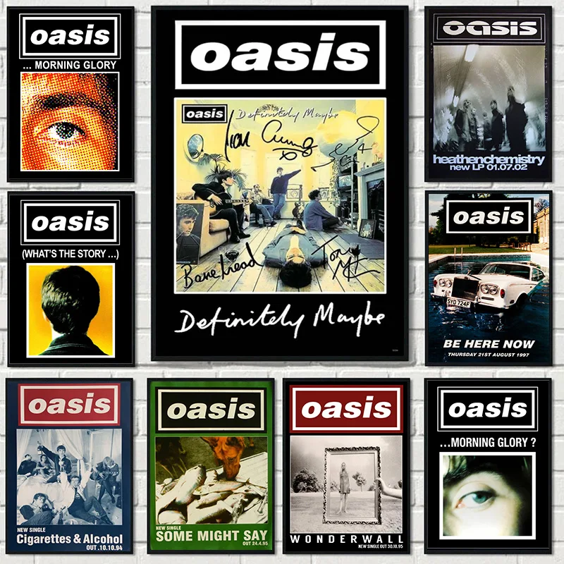 

Винтажный оркестр Oasis Band, обложка музыкального альбома, певица, плакат и принты, холст, живопись, настенные художественные фотографии, бар, домашний декор, подарок для фанатов