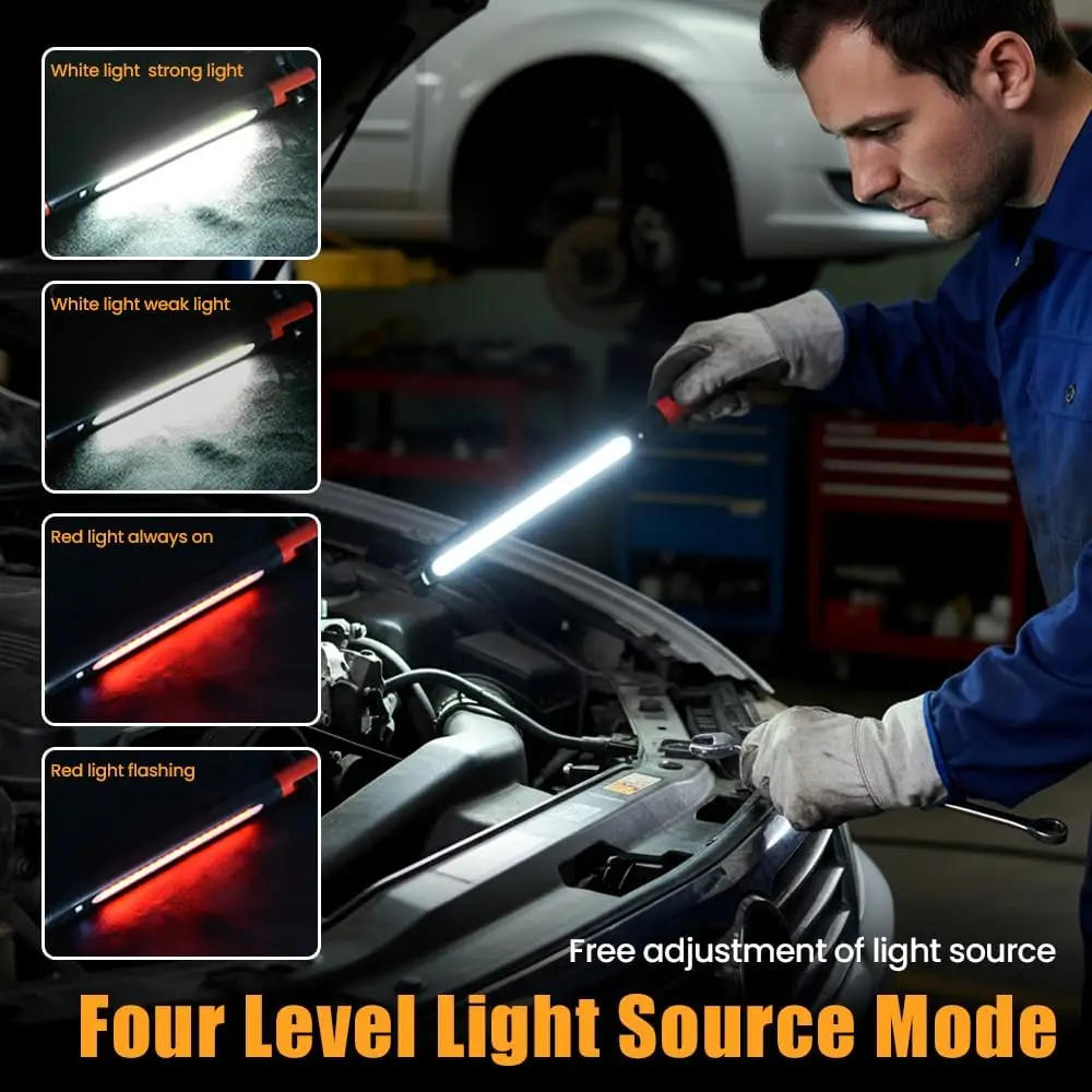 High Lumen Rechargeable LED Work Light Ideal for Car Emergency Repair Powerful Magnetic Flashlight with Hooks and Magnetic Base image 6