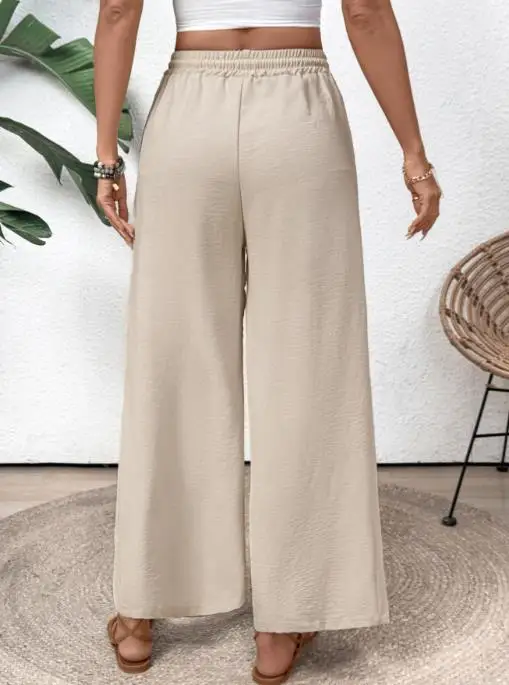 

2025 Spring/summer Women's Pants Fashion Latest Hot Selling Temperament Casual Pants Casual Pocket Elastic Pants for Women