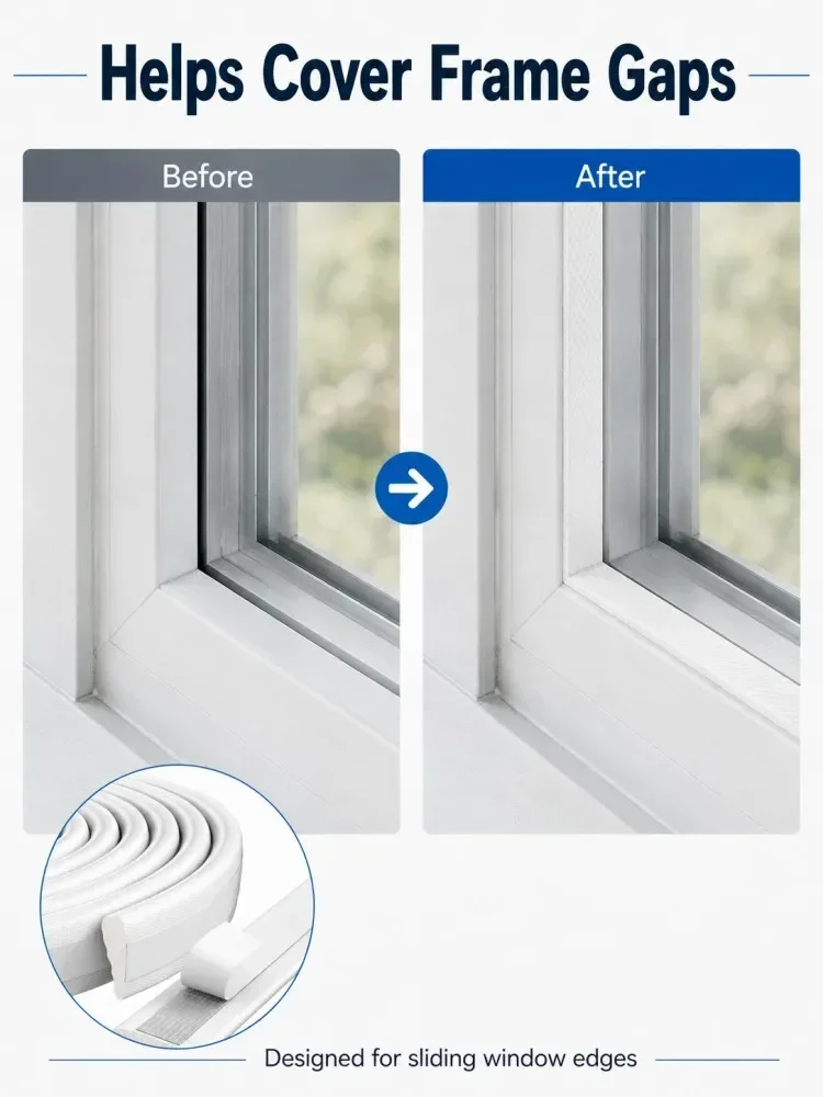 9,84/16,4FT Schaumgummi-Fenster-Türdichtungsstreifen Selbstklebender Türspaltstreifen Schalldämmung Winddichtes Wetterdichtungsband – Detail 5