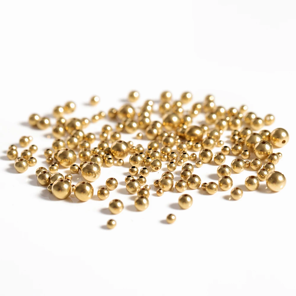 50pcs 3/4/5/6/8mm Original Brass Beads Round Ball Spacer Loose Beads for Jewelry Making DIY Accessories