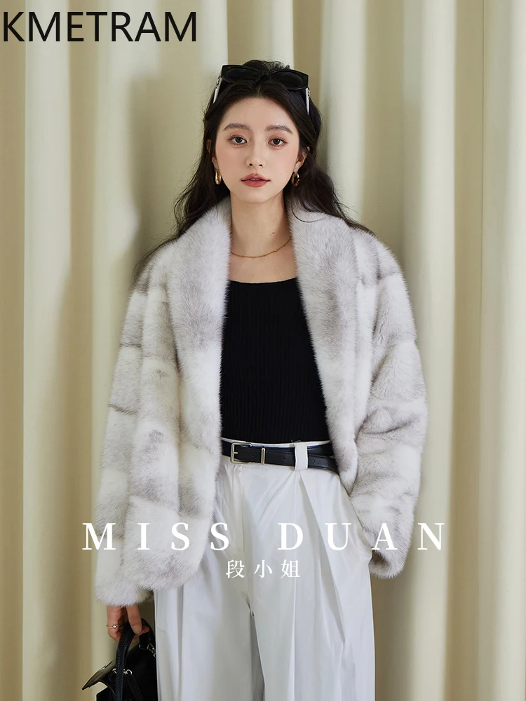 سترة نسائية متقاطعة من فرو المنك لعام 100% معطف فرو حقيقي قصير فاخر ملابس شتوية عالية الجودة للنساء سترات فروي 2025 Fourrure