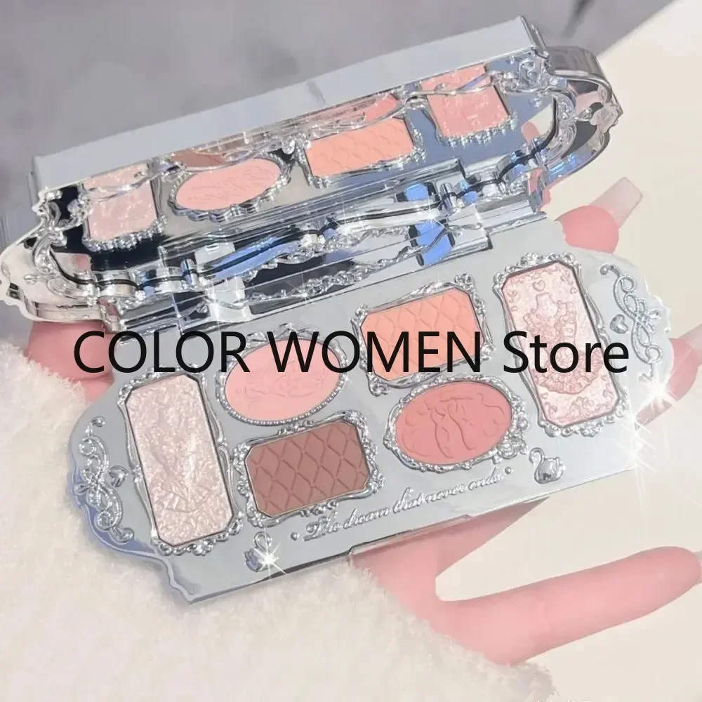 Flower Knows Swan Ballet Series Six Color Eyeshadow Palette Embossed Blusher Shine Lipstick Kit With Bag Makeup Set