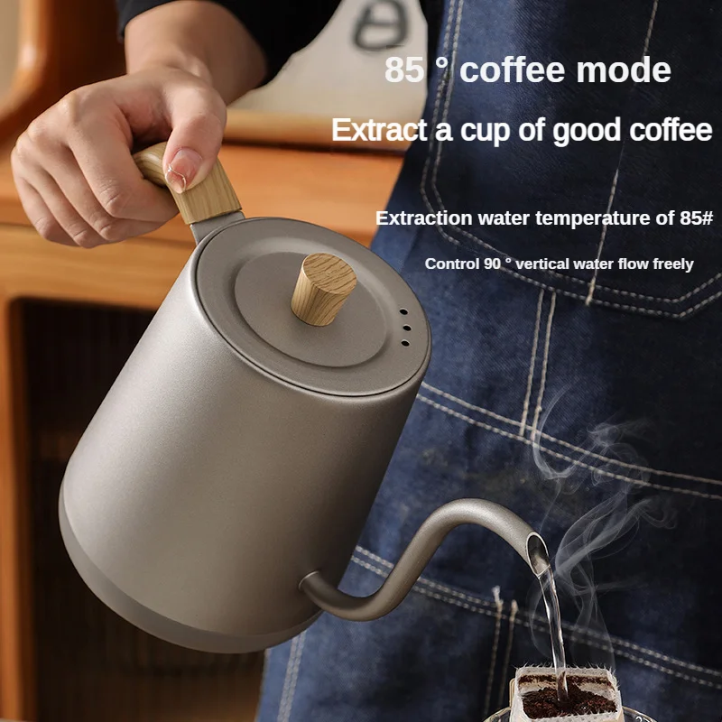 220V Gooseneck Electric Coffee Kettle Hand Brew Coffee Pot 1000W Slender Mouth Pot Temperature Control Water Jug Teapot