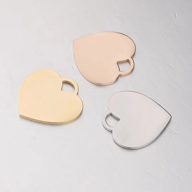 20pcs 20/25mm Mirror Polished Stainless Steel Gold Color Made With Love Heart Charms Pendant Findings Wholesale Free Shipping