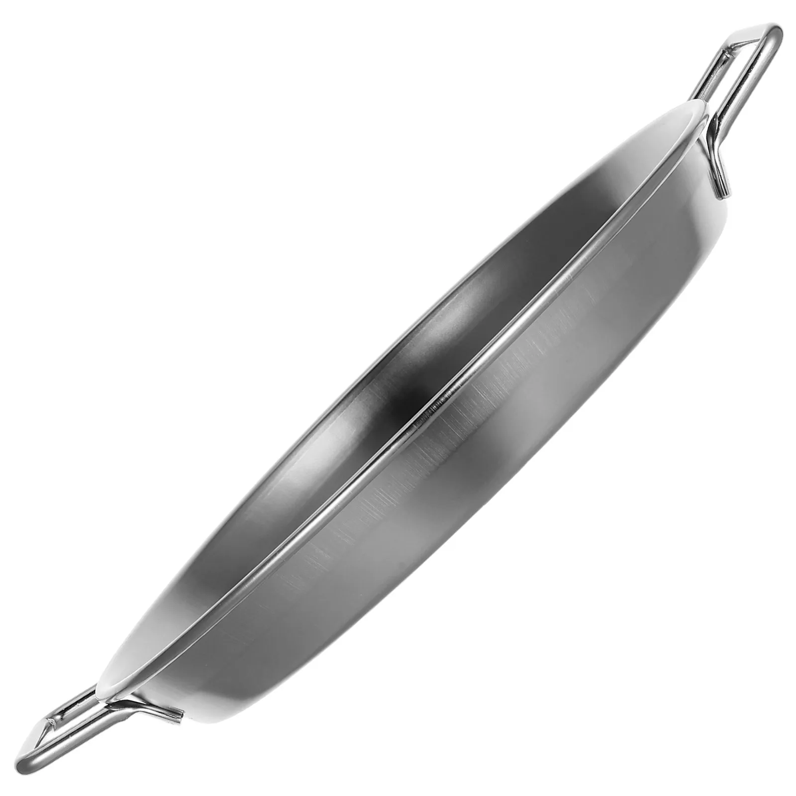 Stainless Steel Round Barbecue Plate Silver Double Handles 20Cm Seafood Steak Snack Serving Tray Outdoor Bbq Party Dish