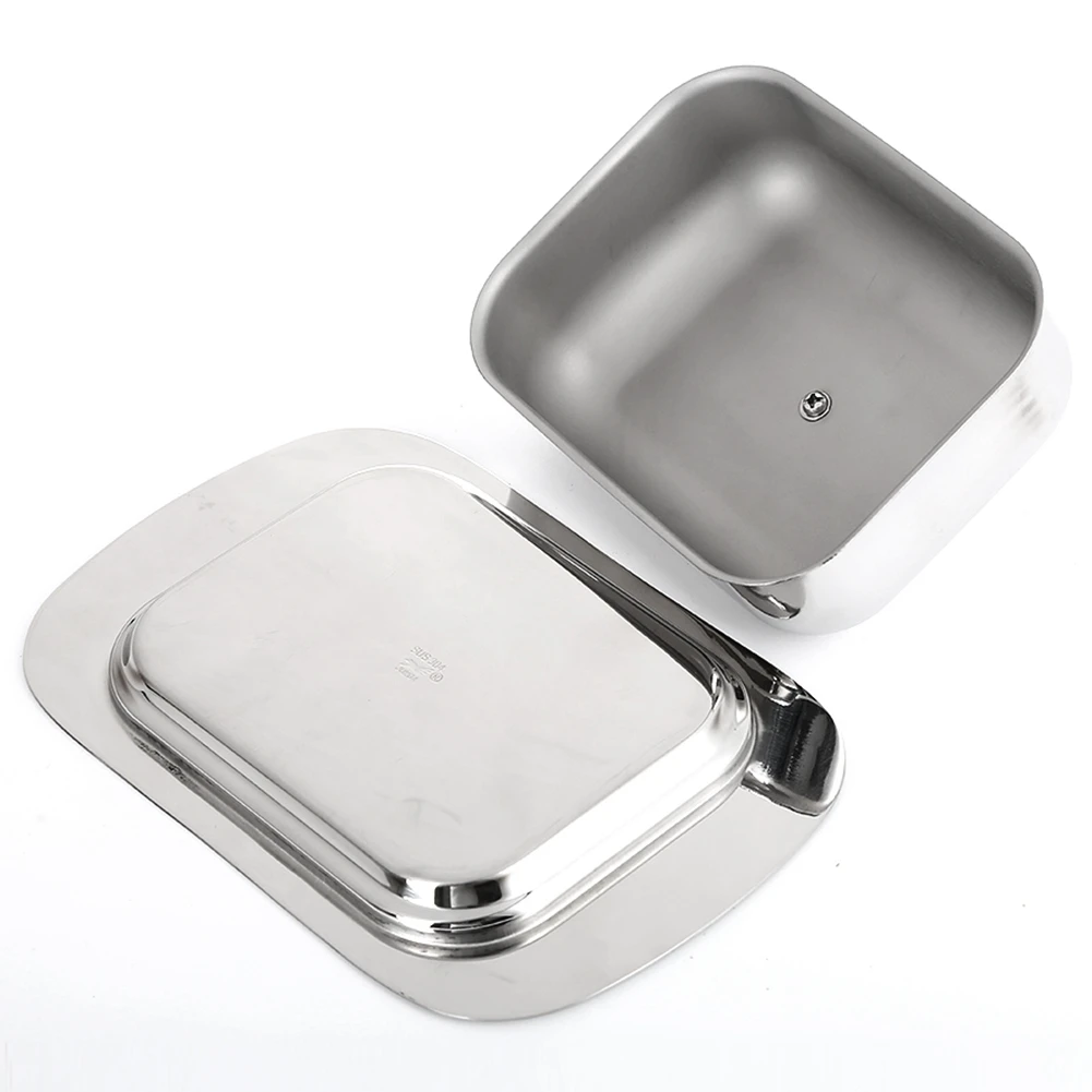 Luxious Stainless Steel Butter Dish Box Container Shiny Cheese Server Storage Keeper Tray with Easy to Hold Lid