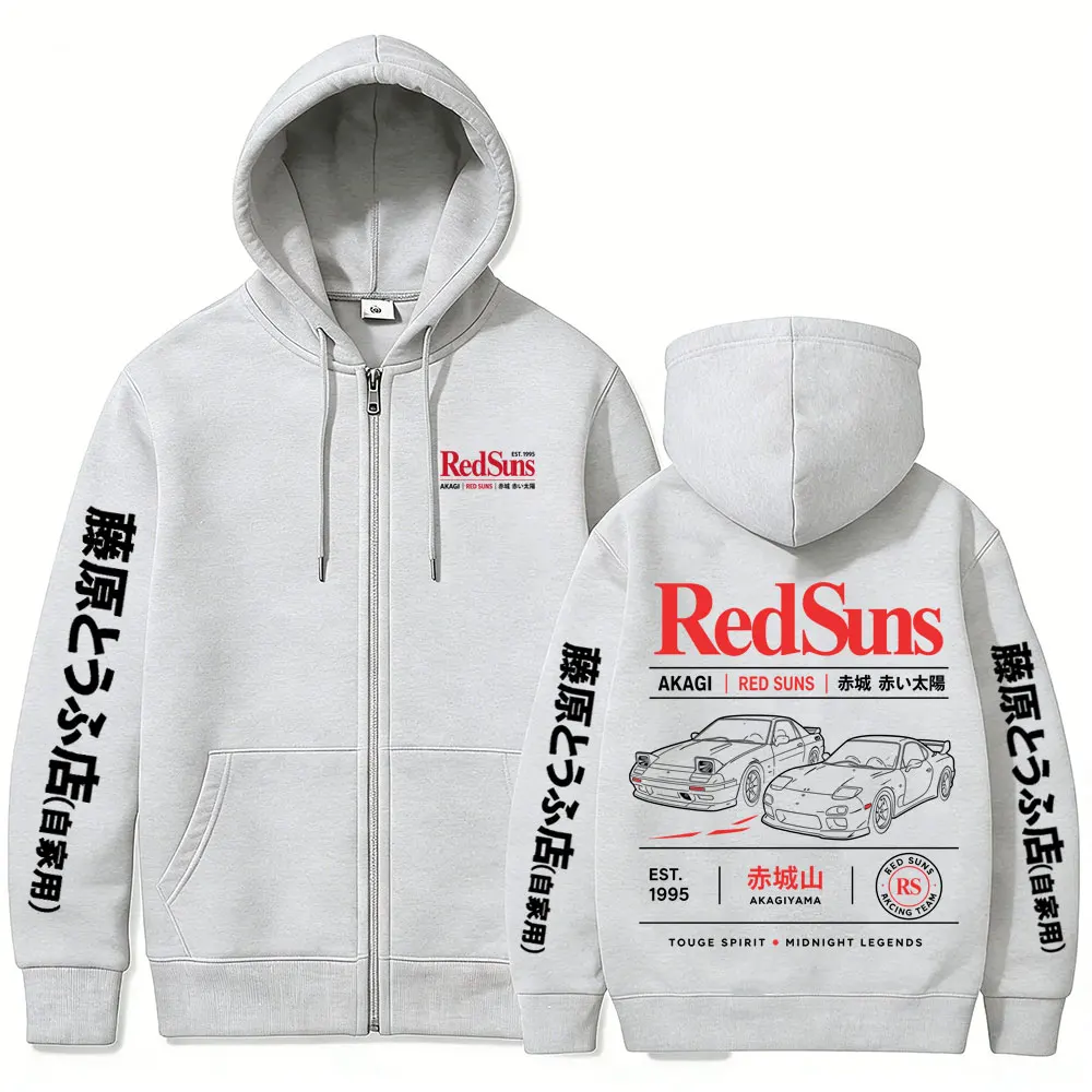 Anime Initial D Drift AE86 Takumi Fujiwara Akagi Redsuns Reißverschluss-Hoodie Herbst Winter Herrenbekleidung Manga Cosplay Zip-Up-Jacke – Detail 6