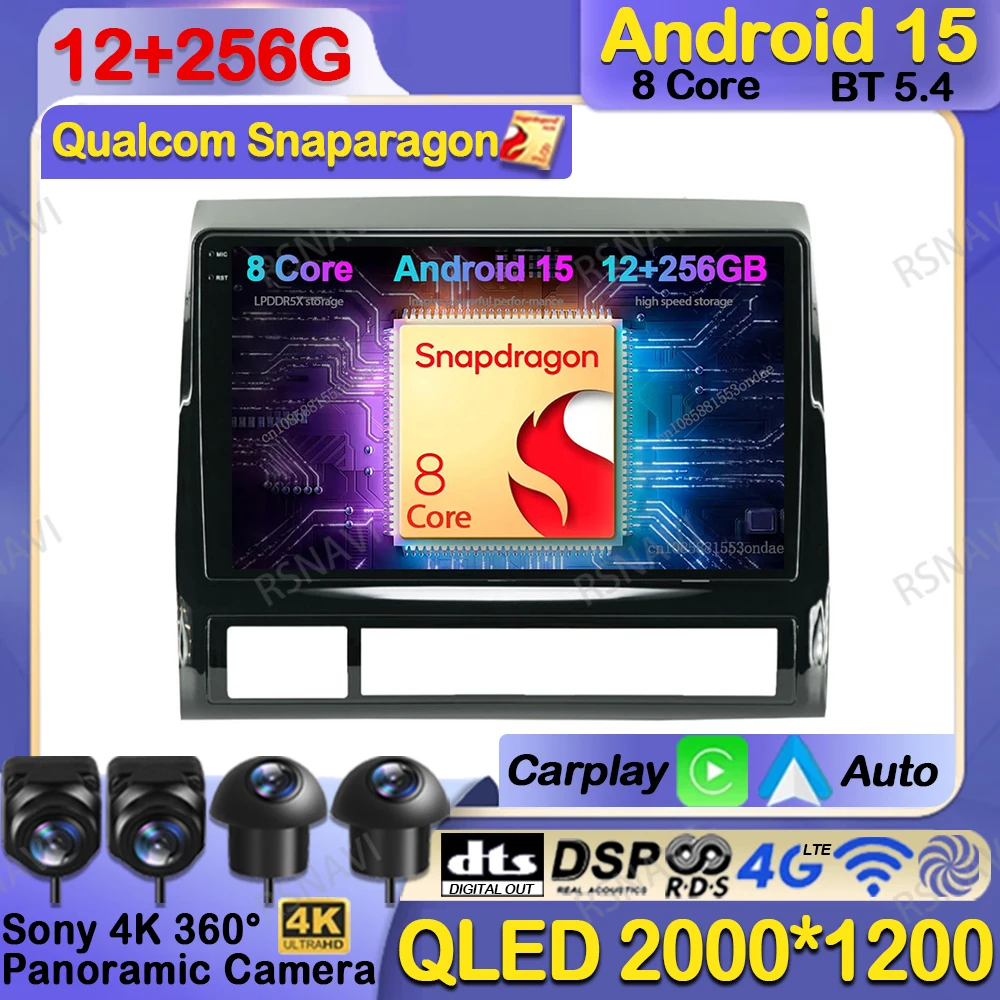 

Car Radio Android 15 For Toyota Tacoma 2 Hilux 2005-2013 Autoradio BT GPS QLED DVD Multimedia Head Unit Navigation Qualcomm DSP