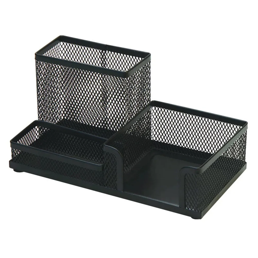 

Metal Mesh Desk Black Table Container Pen Holder Storage Case Office Supplies For Stationery Organizer Compartment Desk