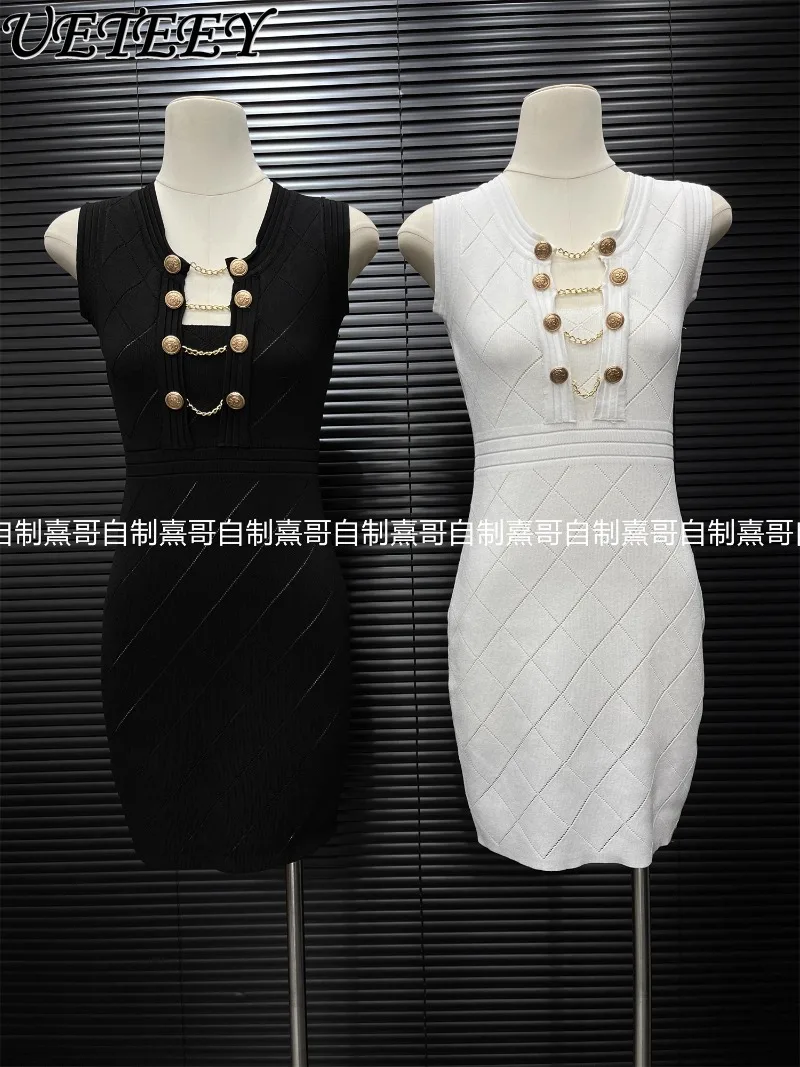 فستان أنيق على الطراز الفرنسي بدون أكمام مفرغ للنساء فساتين قصيرة ضيقة فاخرة ومثيرة بقصة ضيقة