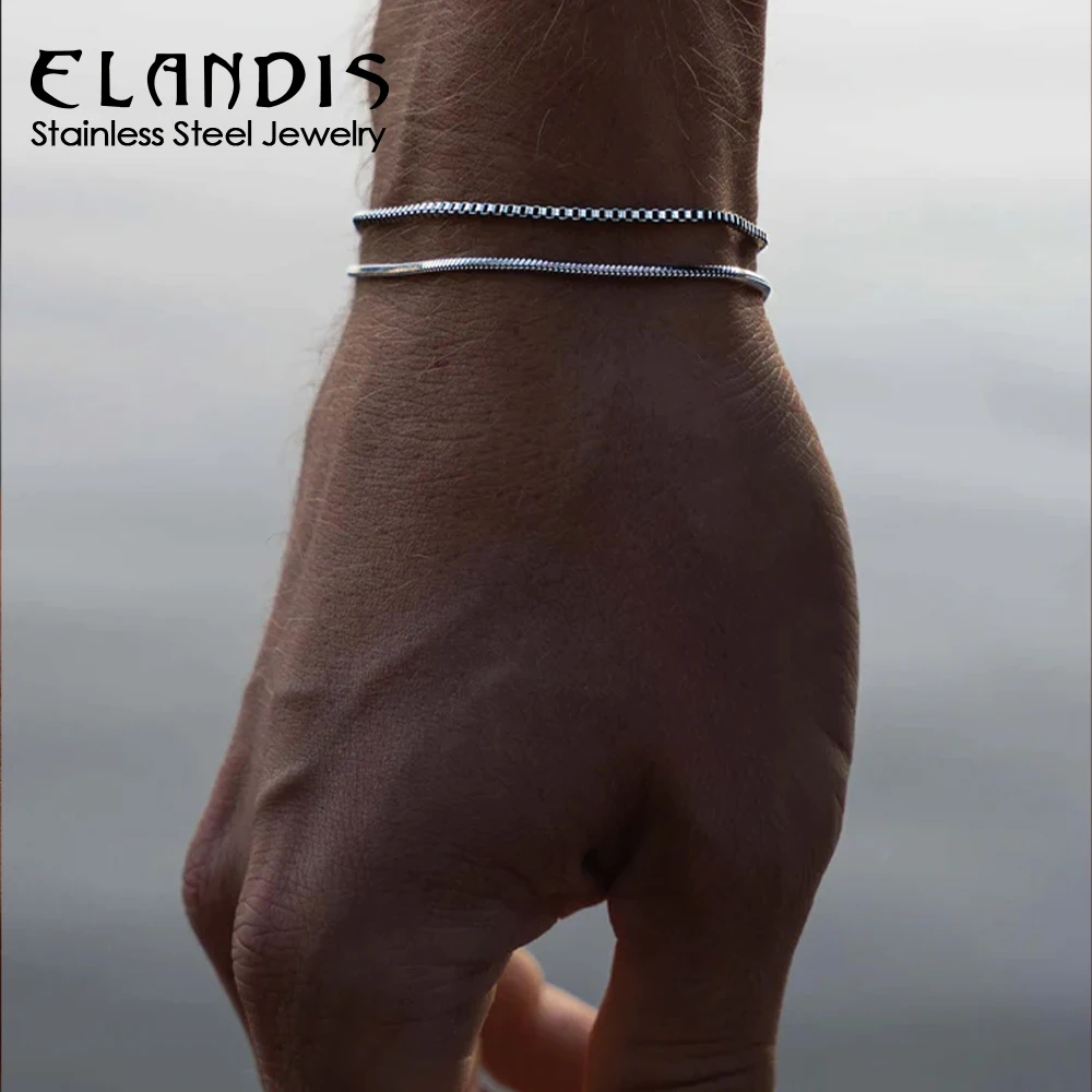 ELANDIS Europe And The United States Do Not Lose Color Double Layer Stacking Wearing Box Bracelet Men's Stainless Steel Accessor