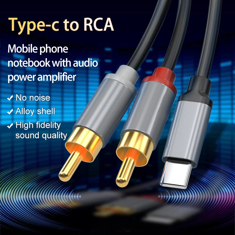 USB C to RCA Audio Cable Type C to 2 RCA Cable for Speaker Amplifier Huawei Xiaomi Laptop 1m 2m 3m USB C Splitter RCA Y