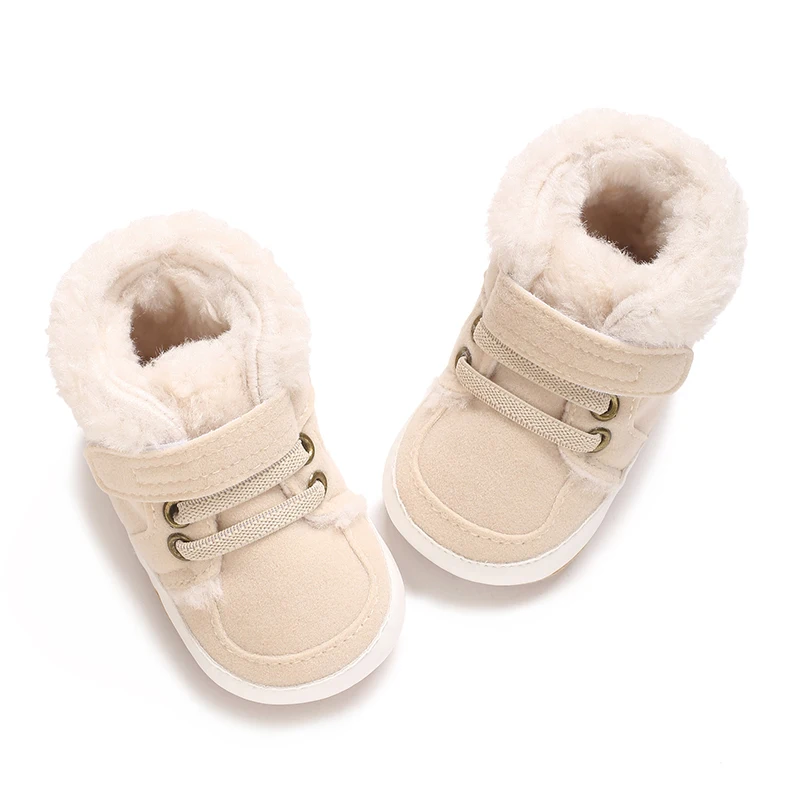 

Winter New Baby Shoes And Boots Solid Color Plush Warm Soft Non Slip Rubber Sole Newborn Baby Learning To Walk