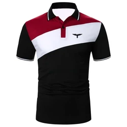 Men Summer Short Sleeve Spell Color Casual Tops Polo Shirt , Men Sport Lapel Tops Polo Shirt .