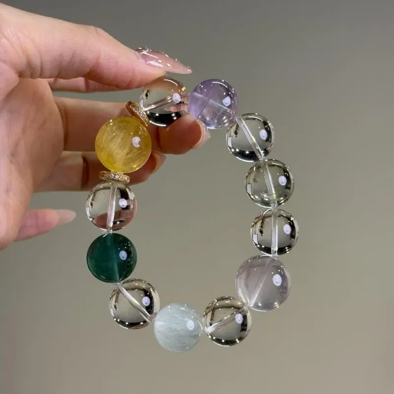 Dopamine palette round bead bracelet women's sweet and delicate high-end sense versatile color matching Duobao transfer bead