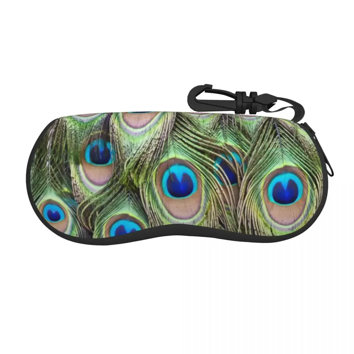 Portable Eyewear Case Peacock Sunglasses Soft Case Glasses Box with Lanyard Zipper Eyeglass Case