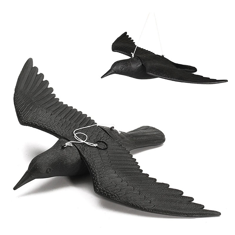 Figuras de animales de plástico 3D realistas, cuervo de plástico, Bandera de jardín, figurita de pájaro para el hogar, señuelos para atraer cuervos