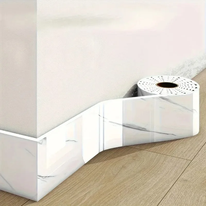 

PVC Marble Imitation Ceramic Tile Self-adhesive Skirting board Waistline Decorative Strip Foot Sticker Living Room Decor Vinyl