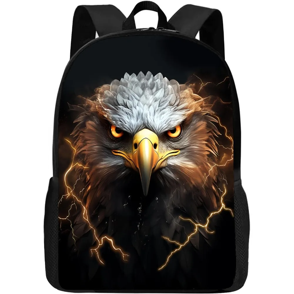 

Eagle Backpack For Boys Girls, Cool Black Gold Lightning Backpack For School & Travel, Big Kids Child Backpack