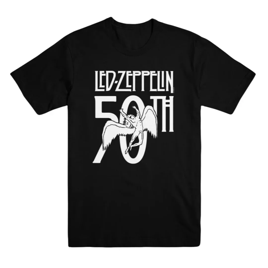 Camiseta Led Zeppelin 50º Aniversário Icarus, Camiseta Gráfica de Banda de Rock, Camiseta de Algodão Puro para o Verão, Camiseta Masculina, Roupa Infantil, Camiseta Feminina.
