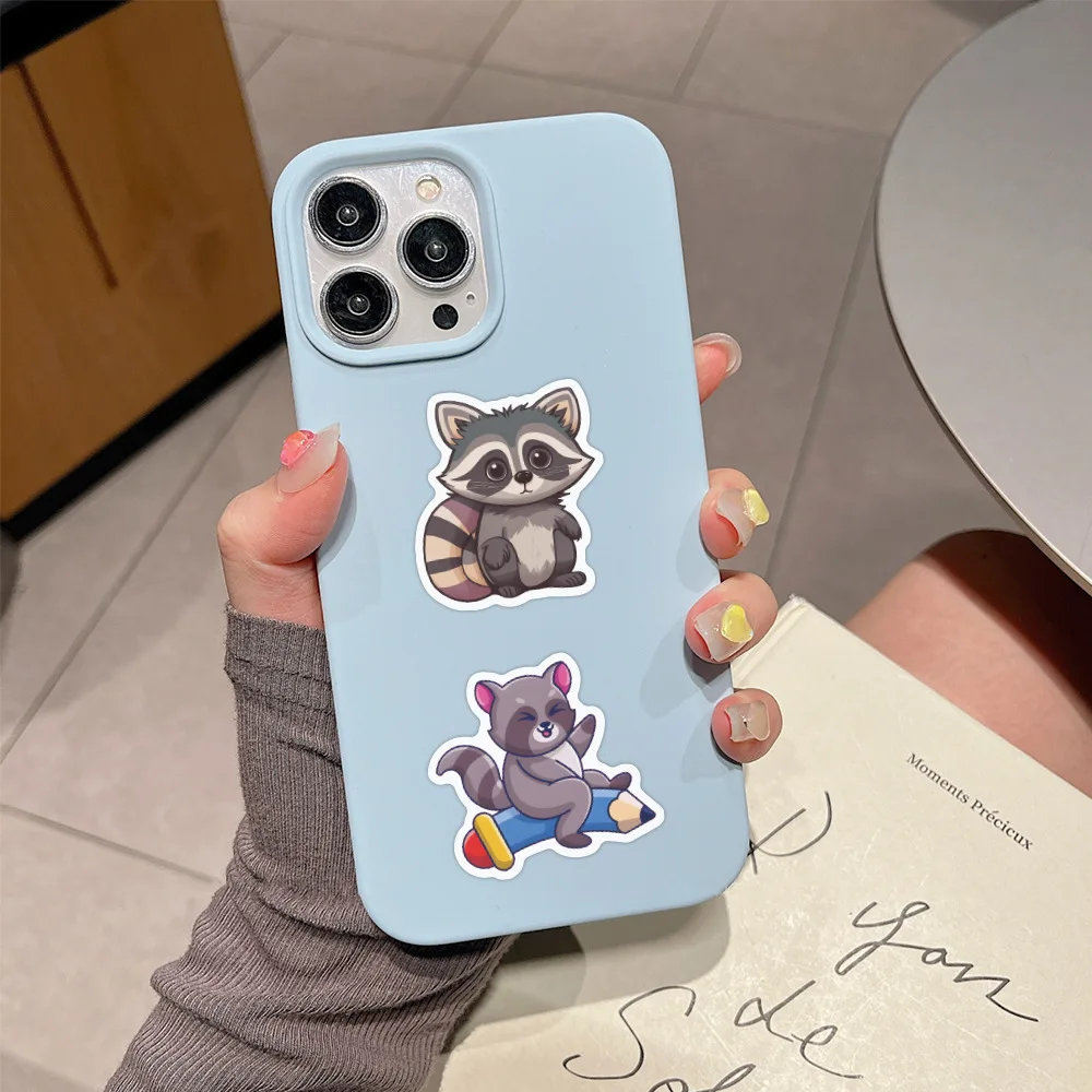 60 قطعة ملصق الراكون على شكل حيوان كرتوني لطيف ومضحك خربش ملصق مضاد للمياه يمكنك صنعه بنفسك كوب ماء سجل القصاصات جراب هاتف دفتر مكتب