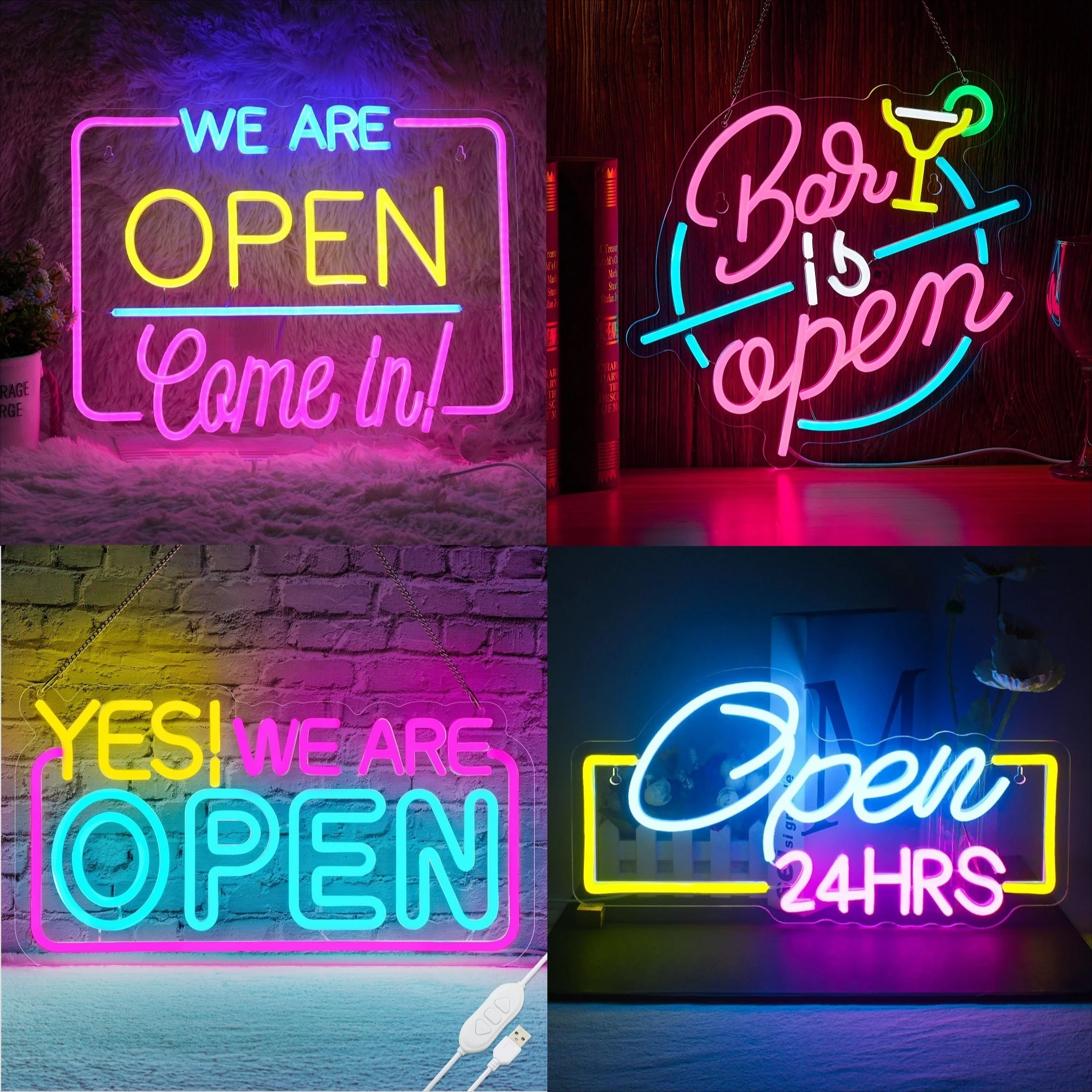 

Open Neon Signs Dimmable Led Sign, OPEN Neon Sign with ON/OFF Switch, Operated Open Signs for Business Window Bar Coffee