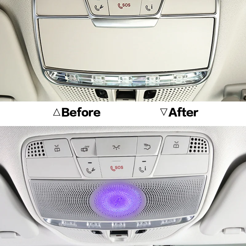 لمرسيدس بنز W222 S فئة فتحات الهواء الأمامية والخلفية ثلاثية الأبعاد 4D الدورية مكبر الصوت الديكور التوربينات السيارات المحيطة ضوء اكسسوارات السيارات