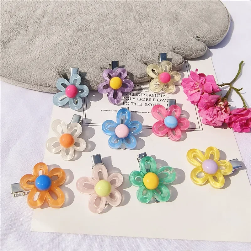 New Pet Supplies 1/2pcs Pet Cat Hair Clips Flower Shape Hairpin for Small Dog 10 Colors Alloy Clip Grooming Hair Dog Accessories