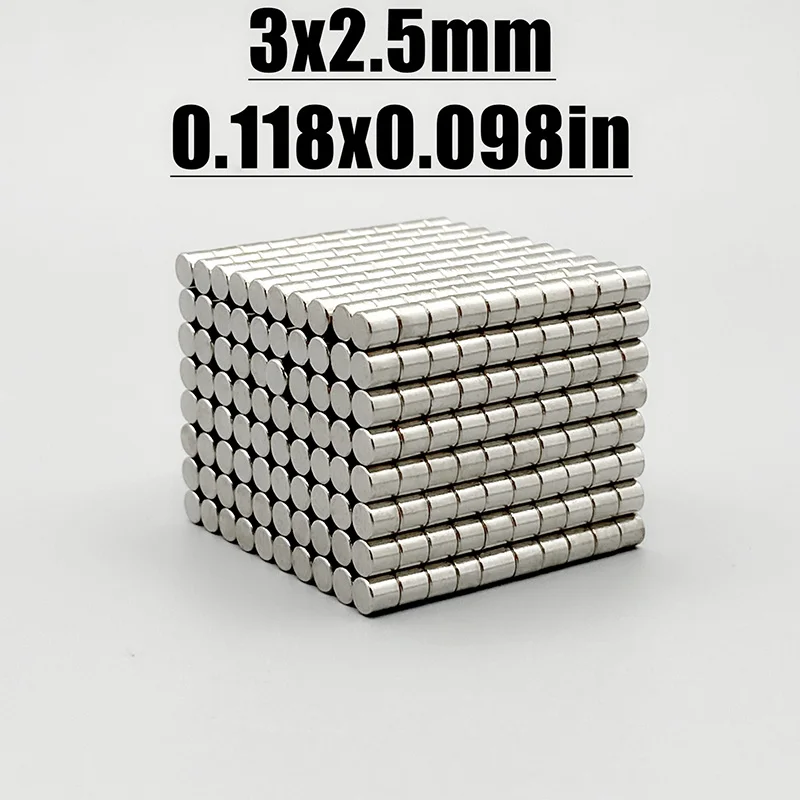 50-2000pcs 3x2.5mm Magnet Neodymium Magnet N35 NdfeB Permanent Magnetic Imanes Fridge Magnets Round Shape 3*2.5 Magnet Accessory