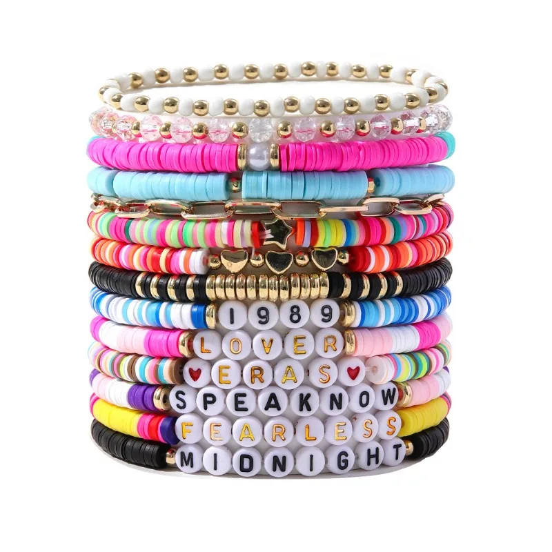 14pcs Taylor Friendship Bracelet Swift TS Clay Beads Music Album Collection Friendship Bracelets for Eras Tour Fans Lover