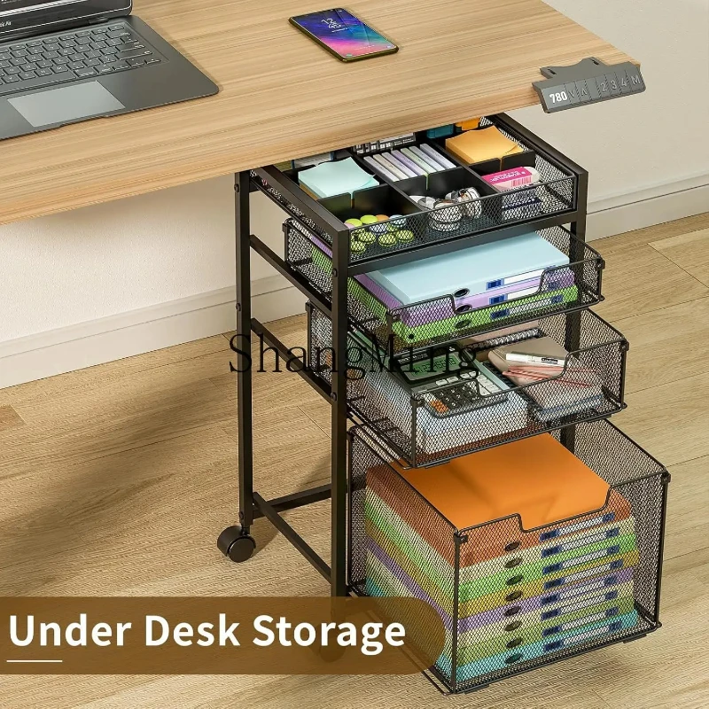 SM Office Metal Multifunctional Cart Storage Drawer Roller File Wheel Hanging Folder Storage Rack