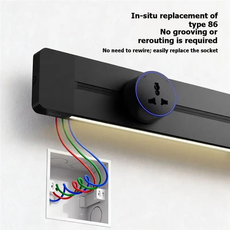 ABFU-Multifunctional 40Cm Induction Lamp Wall Track Socket 13A Can Hold 2-3 Sockets Accommodate B