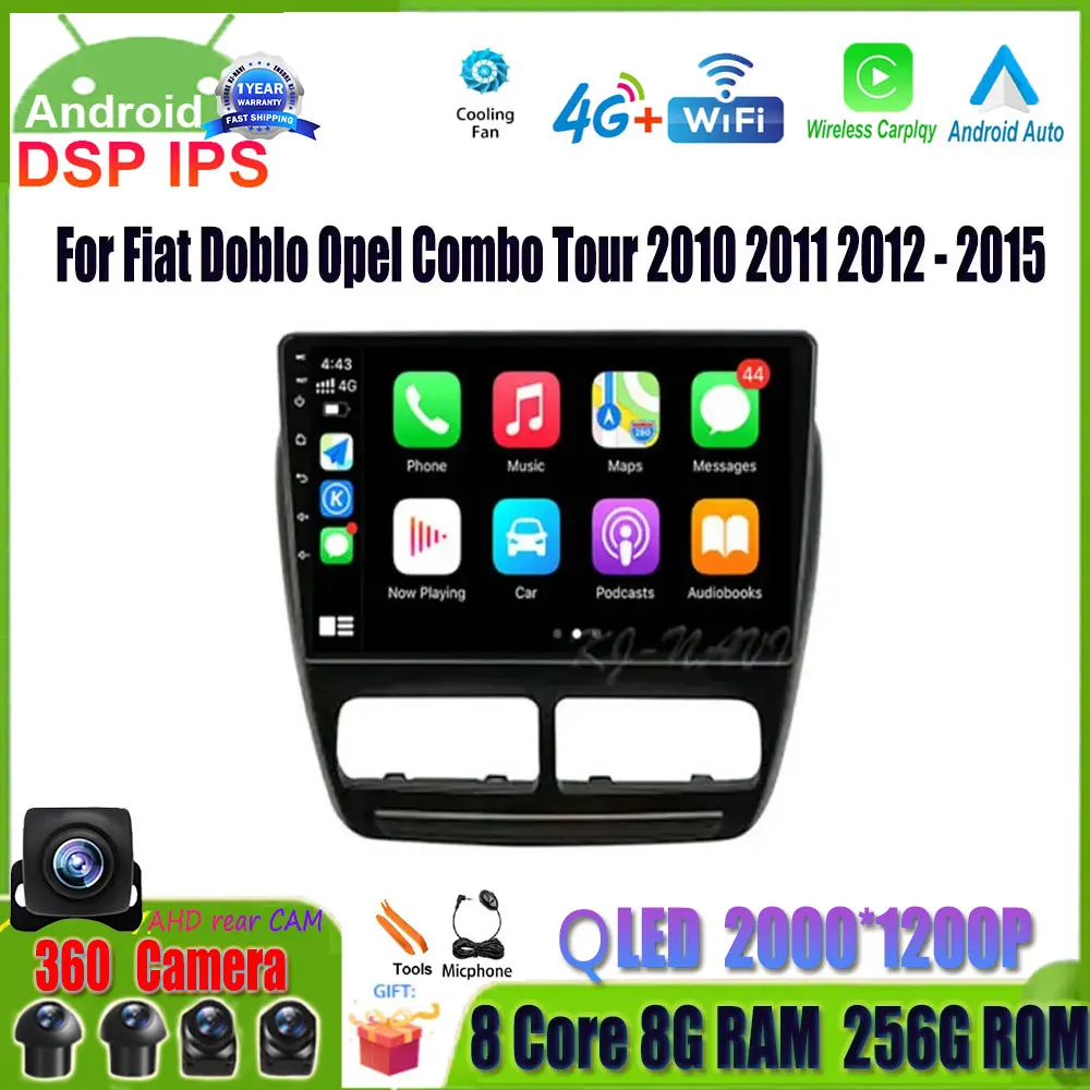 

For Fiat Doblo Opel Combo Tour 2010 2011 2012 - 2015 BT Android 14 Car Radio Video GPS Navigation Stereo No 2Din 2 Din DVD