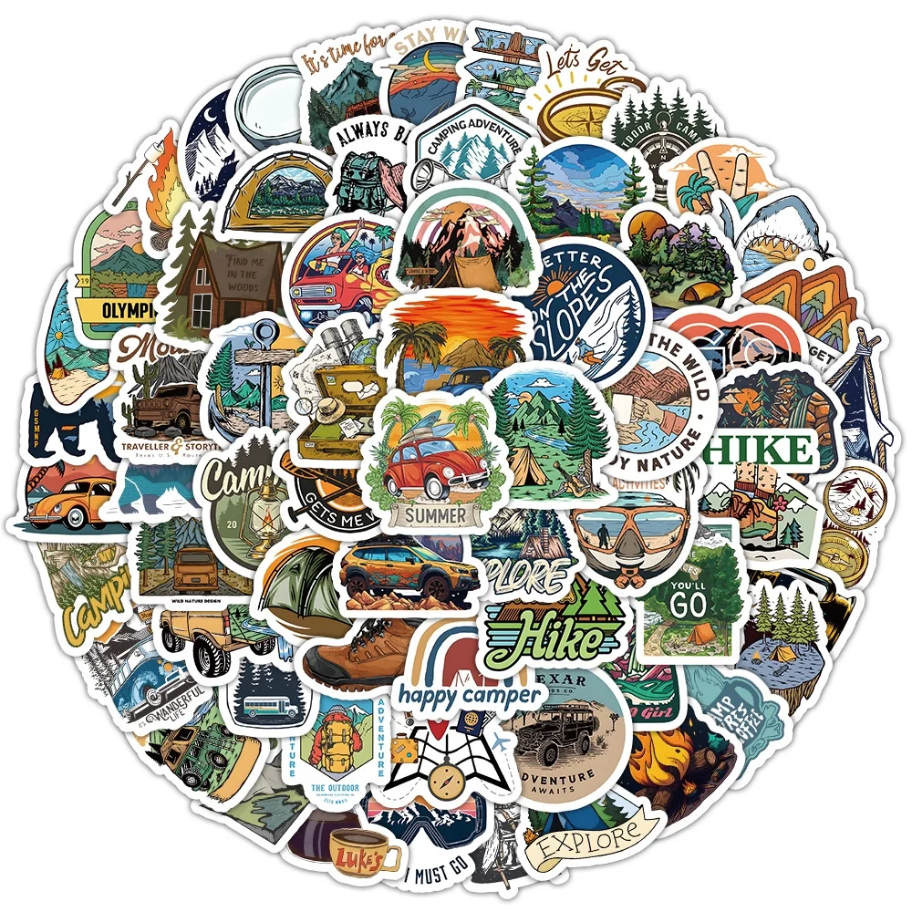 100PCS Outdoor Reise Natürliche Landschaft Graffiti Aufkleber für Helm Fahrrad Hand Konto Federmäppchen Aufkleber