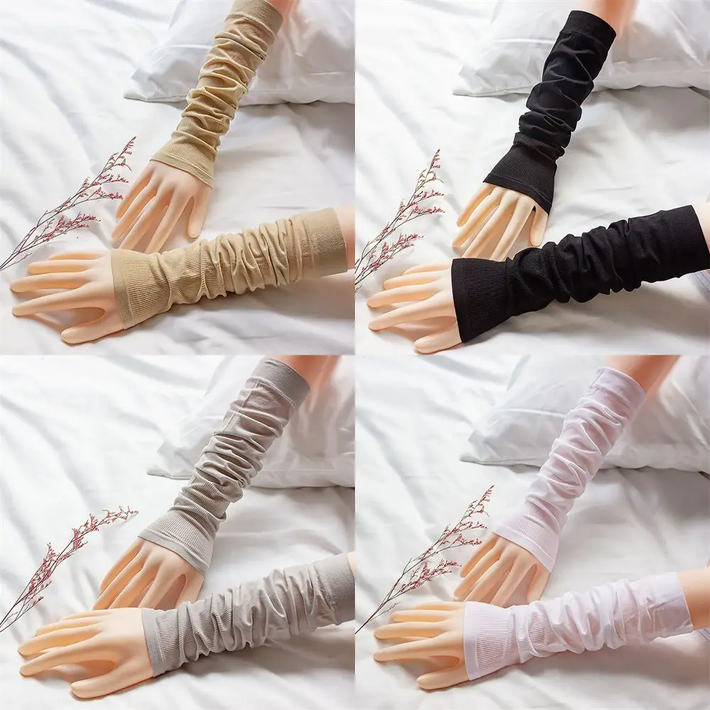 Guanti per la protezione solare del braccio Unisex guanti per la protezione del sole UV antiscivolo in seta di ghiaccio Sport guanti per la protezione solare da equitazione all'aperto nero bianco nudo grigio