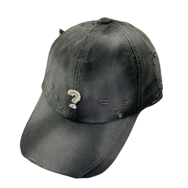 Unique Sports Hat Distressed Question Mark Baseball Hat Eye-Catching Mark