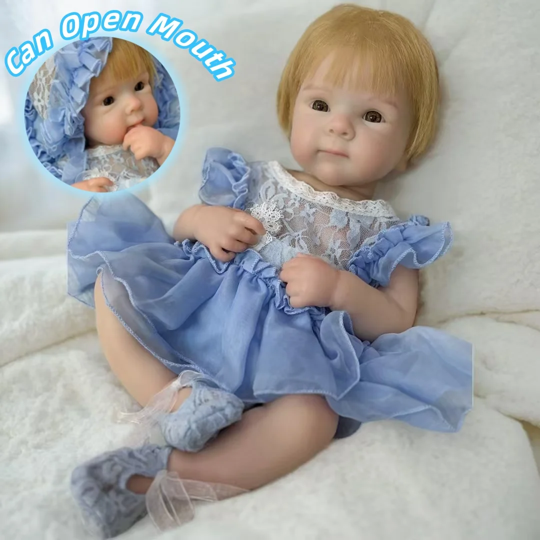 

18Inch Waterproof &Can Open Mouth bebe reborn de silicona Girl Doll With Rooted Hair Soft Touch Feel Lifelike De Silicona Doll