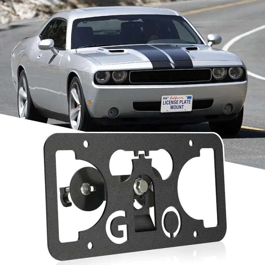 

Drill Front Bumper License Plate Mount Compatible with Challenger Charger Durango Grand Cherokee Front Grille License Plate Moun