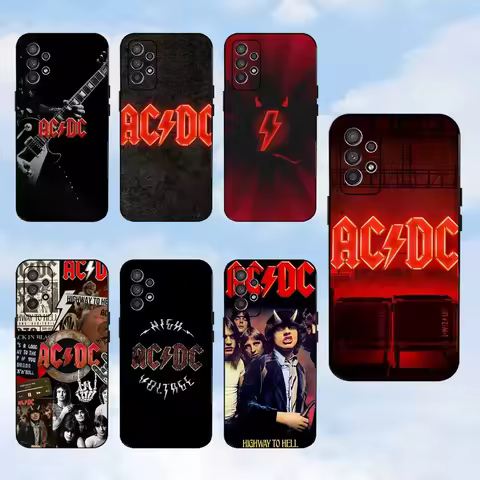 Rock A-AC D-DC Band Phone Case For Samsung S25,S24,S23,S22,S21,S20,S10,Ultra,Plus,Lite,FE,Soft Silicone Black Cover