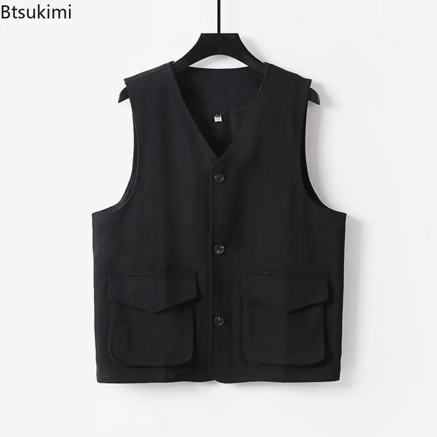 

New 2025 Men's Spring Summer Casual Vest Tops Pure Cotton High Street Classic Vest for Men Sleeveless Casual Workwear Vest Male