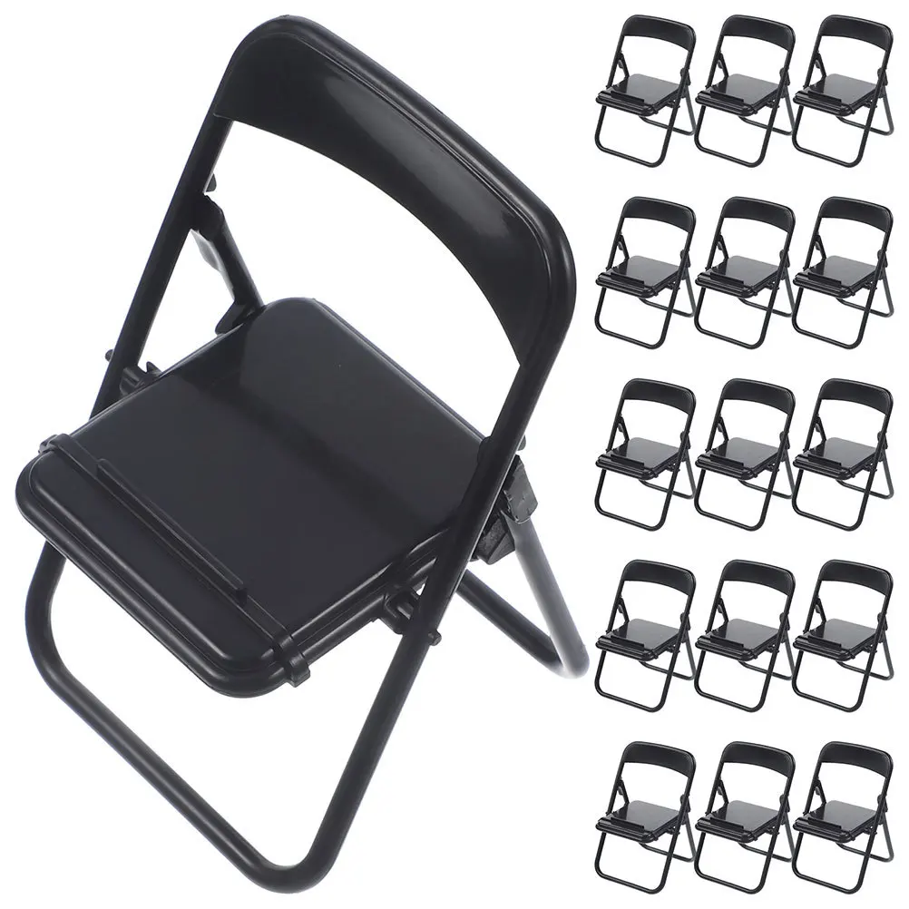 

25Pcs Folding Chair Phone Stand Miniature Portable Small Chair Props for Desk Dollhouse Decoration DIY Crafts Cell Phone Stand