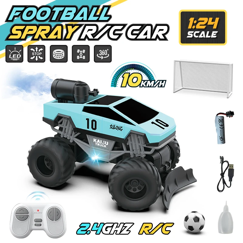 

Remote Control Car Toy, 1:24 Five-channel LED Lights and Spray, 2.4G Football Remote Control Car Toy, Gifts for Boys