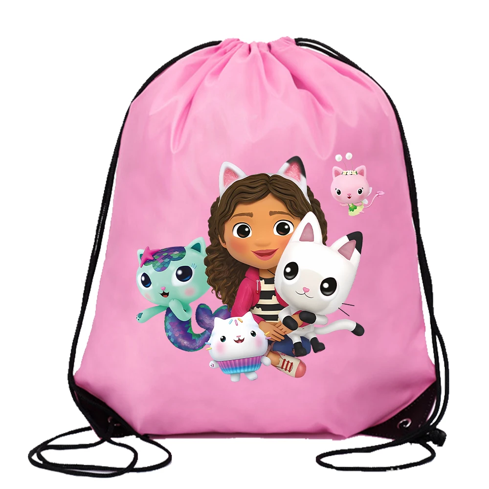 Nuevas casas de muñecas Gabby, bolsa con cordón, bolsas de almacenamiento con estampado de dibujos animados Kawaii, bolso de gran capacidad para niños, regalos de cumpleaños para niñas