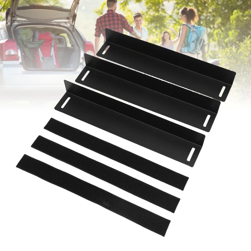 3Pcs Heavy Duty Black Car Trunk Divider Carbon Steel 30x5cm Car Boot Splitter Rear Trunk Organizer For Travel